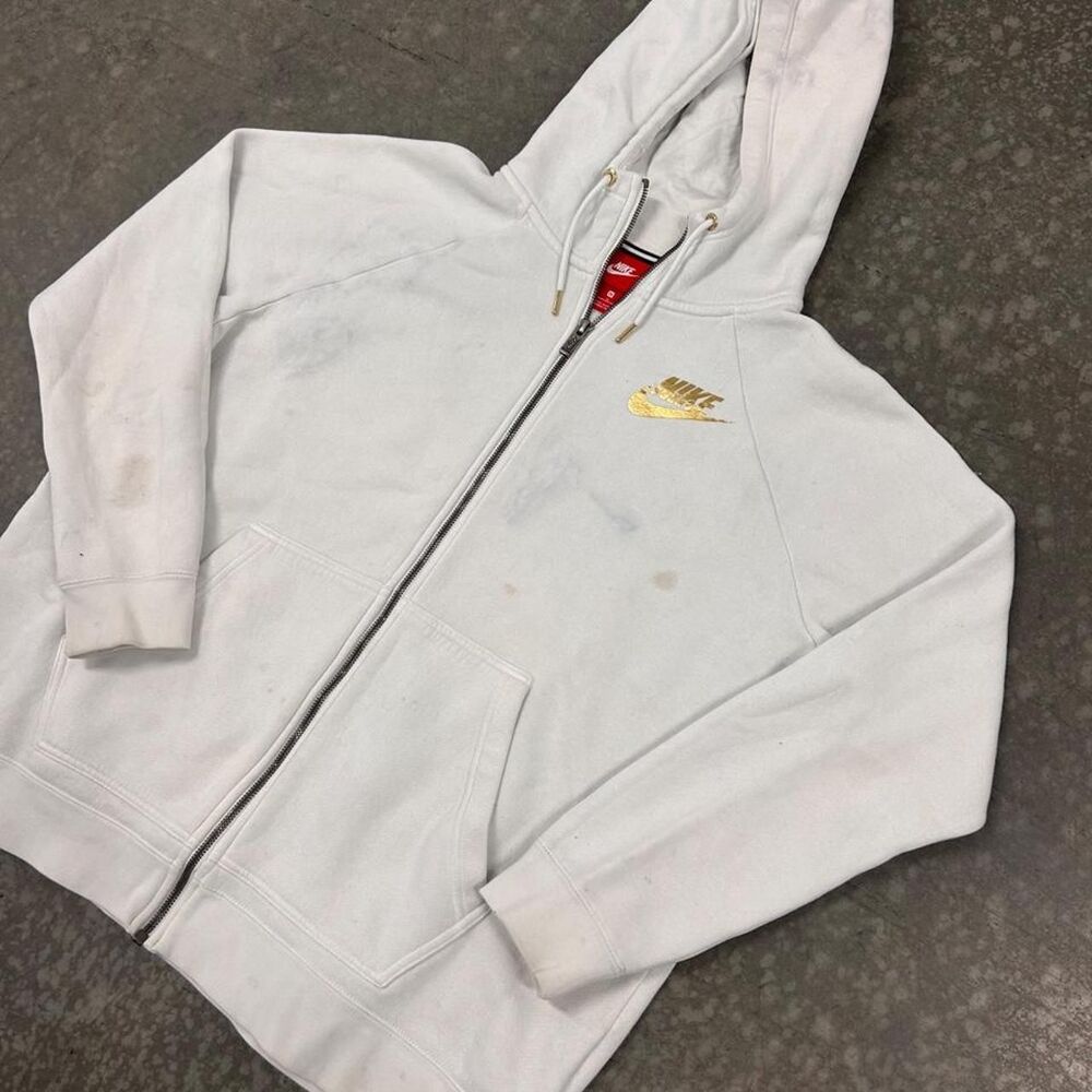 Nike Men's White and Grey Hoodie